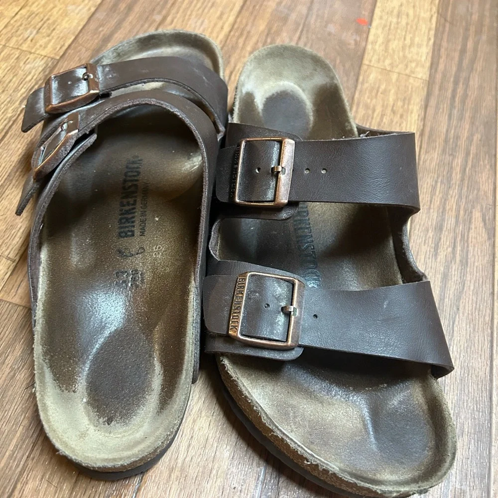 Birkenstock Brown Leather Footbed Sandals